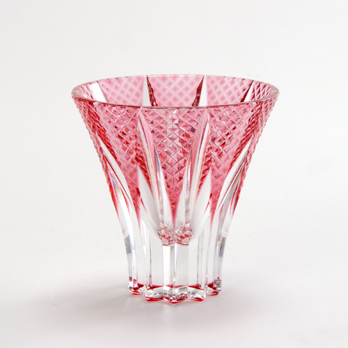 江戸切子 堀口硝子 最高級 金彩ダイヤ文四ツ碗（大） 江戸切子 堀口