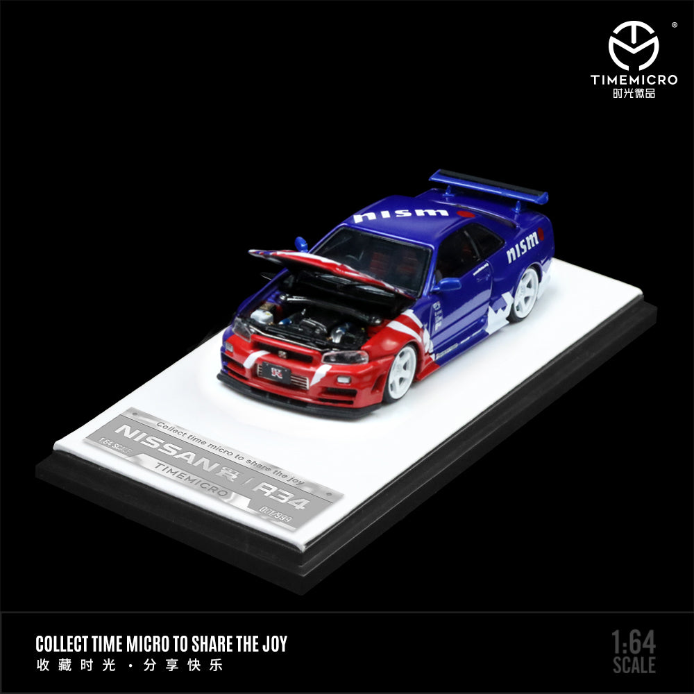 Time Micro 1:64 Nissan R34 GT-R Z-Tune Red & Blue TM643439