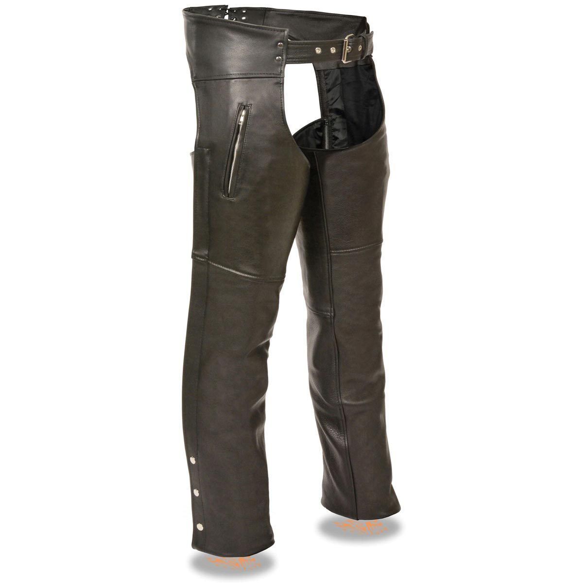 Milwaukee Leather Chaps for Men's Black Leather Dual Side Thigh