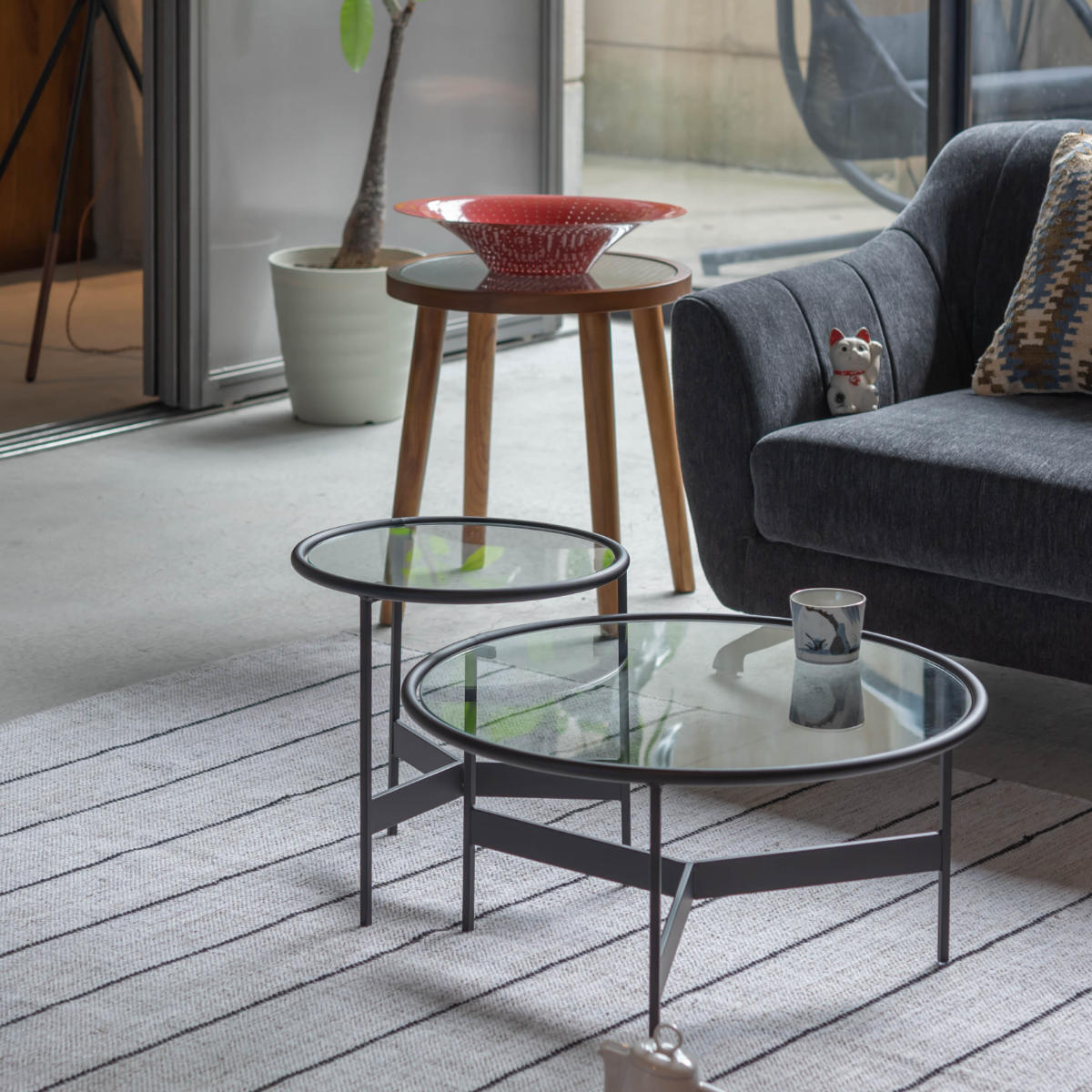 希少 ガラストップ付 ヴィンテージ 飛騨産業 ローテーブル 1200W 希少