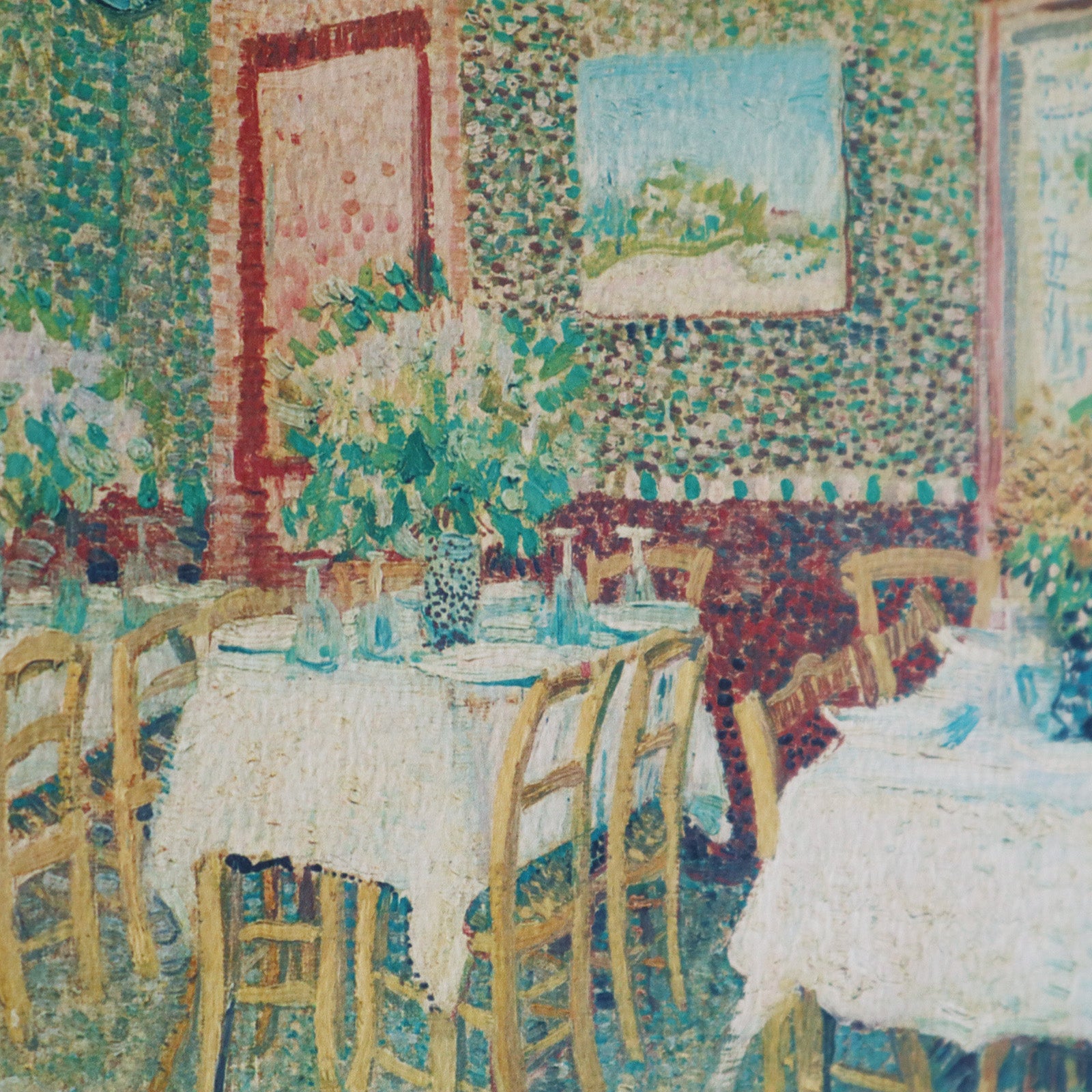 ☆秀作☆手書き油絵 ゴッホ レストラン内部 額付 絵画 インテリア 油彩