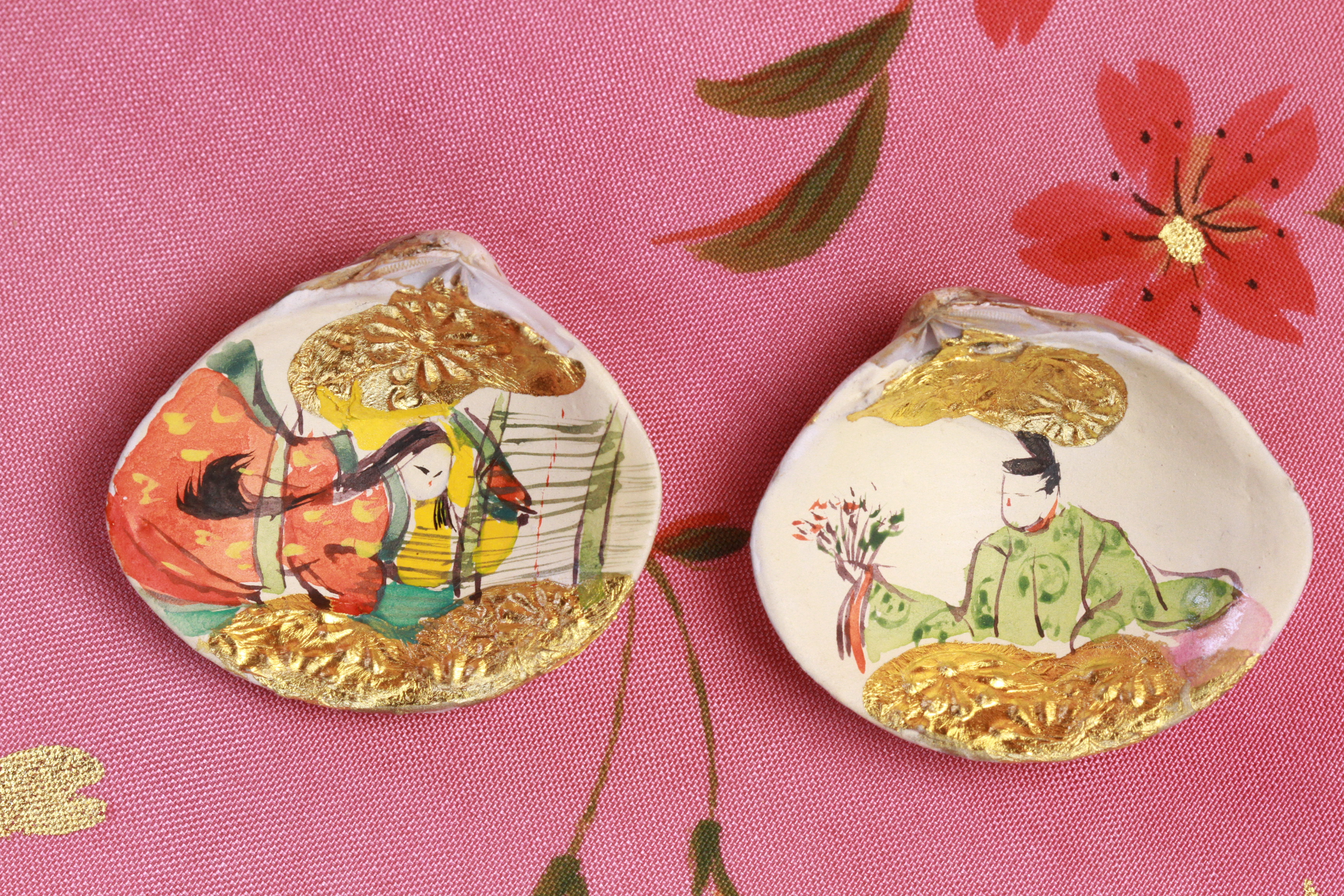 逸品 貝箱 貝あわせ6組12枚 大あさり インテリア飾り 百人一首 逸品 貝箱