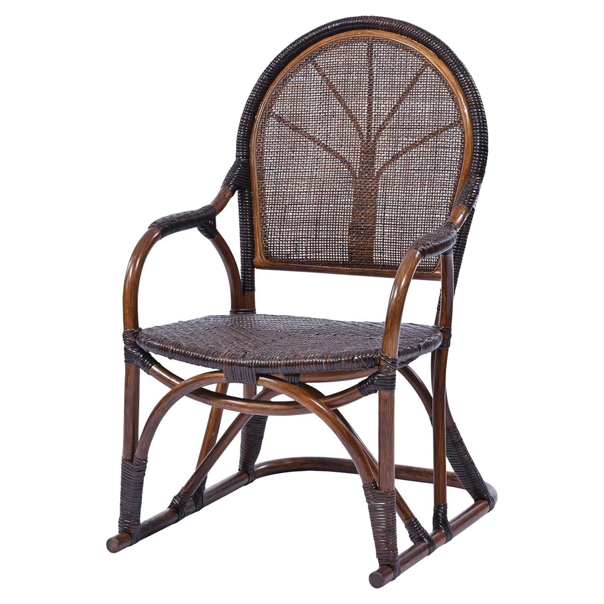 美品 サンフラワーラタン WAHOO 手編みハイバックチェア 座面高37cm 藤