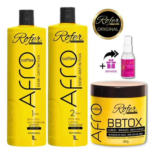 Kit Progressiva Afro Semi Definitiva Coffee Rofer + Btox500g