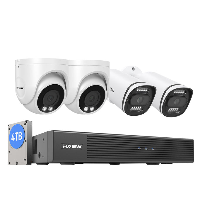 H.VIEW 8 Channels 4K 8MP PoE Security Camera System, Smart Dual