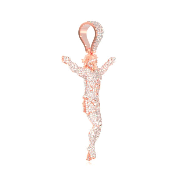 Icebox - Jesus Crucifix Diamond Pendant 14k Solid Gold 3.30ctw