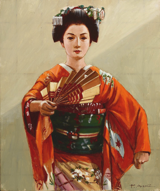 荒木 義太郎「舞妓（円窓）」、人気作品、希少画集・額装画、新品国産