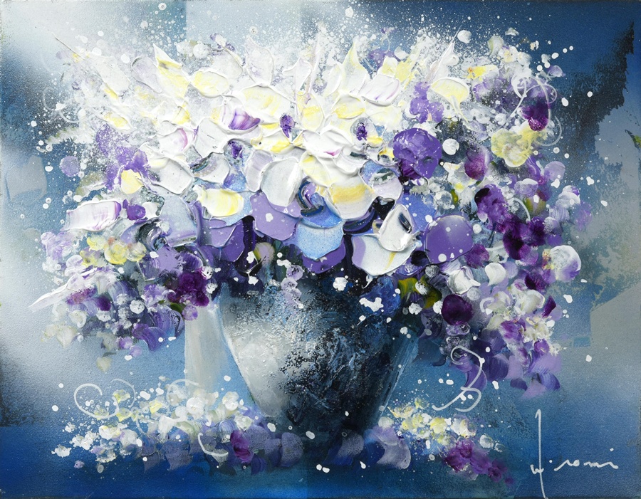 洋画家 立川広己 パープルシャワー 油絵 静物画 洋画家 立川広己