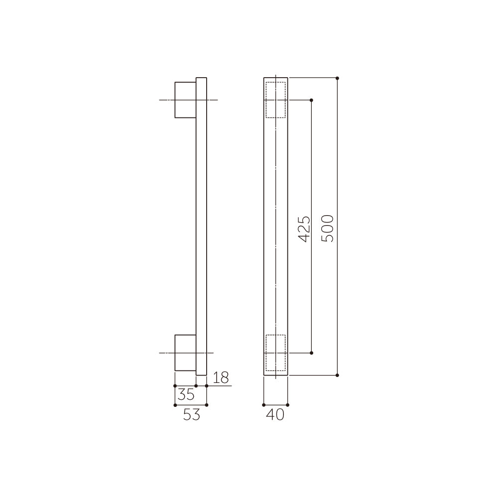 MDW-180（両面）｜平型ドアハンドル（押し棒）｜MARUKI（丸喜金属
