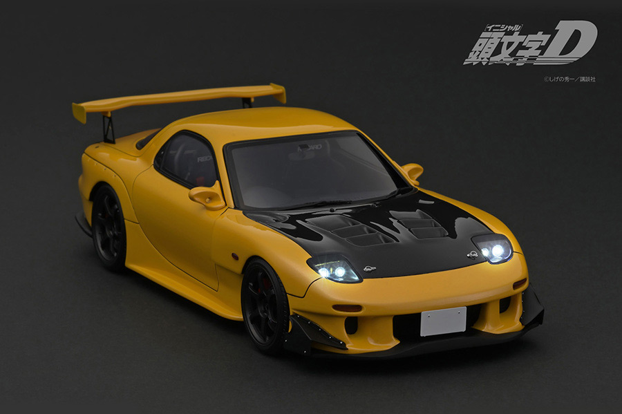 IG3189 1/18 INITIAL D Mazda RX-7 (FD3S) Yellow with LED light