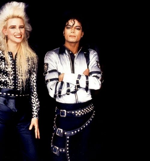 Jennifer Batten and Michael Jackson during the Bad World Tour c