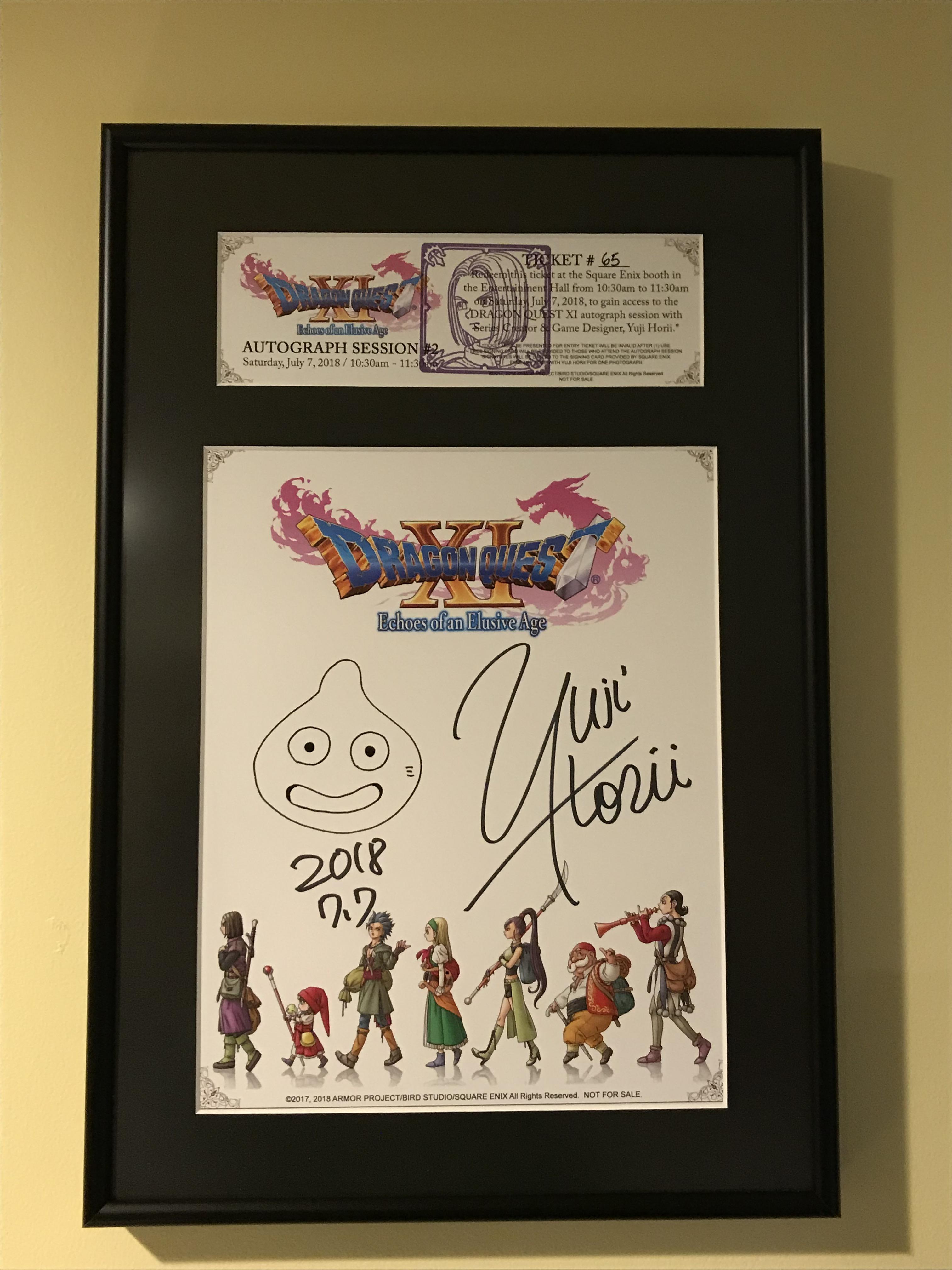 堀井雄二さんのサイン入りマットとフレームを手に入れた！ : r/dragonquest