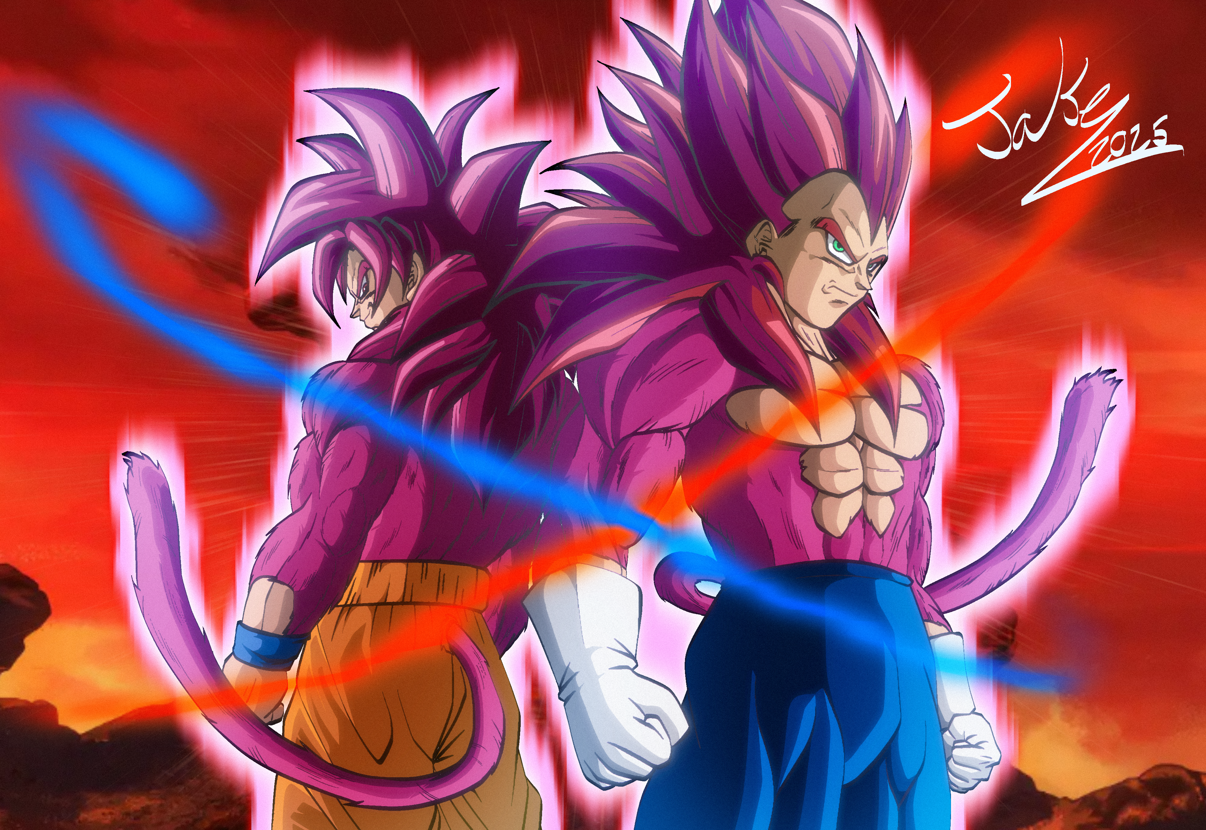 ドラゴンボールGT 超サイヤ人4 孫悟空＆ベジータ アートパネル 鳥山明