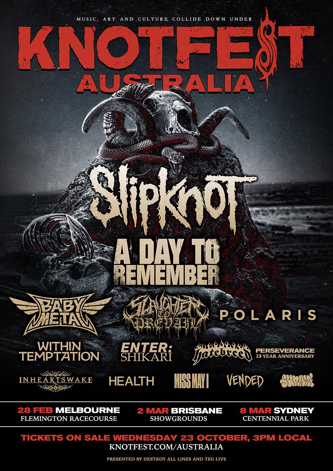 Knotfest 2025 のラインナップが来た！ : r/brisbane