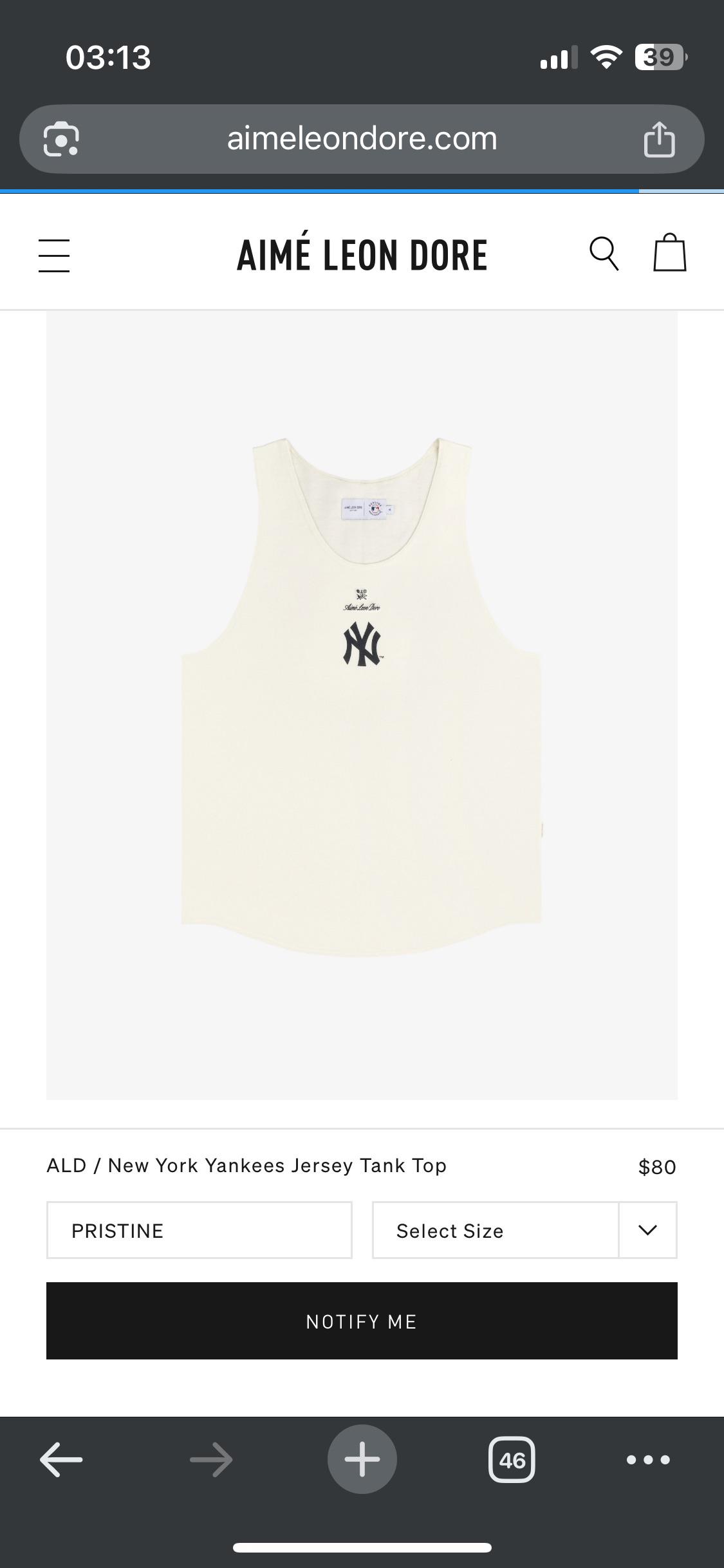 新品 Aimé Leon Dore Yankees Tank 【公式通販】