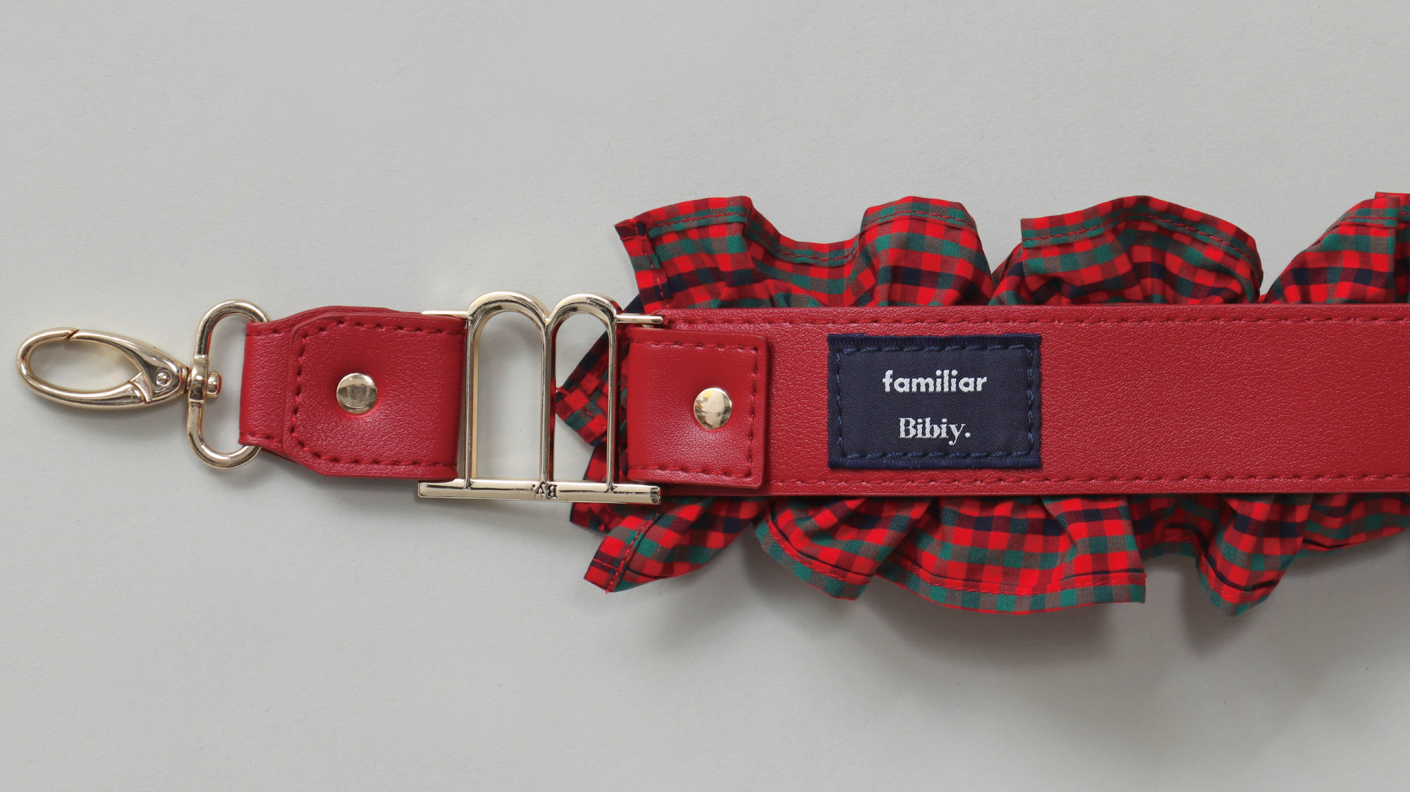 familiar Bibiy 赤チェックストラップファミリアビビィ