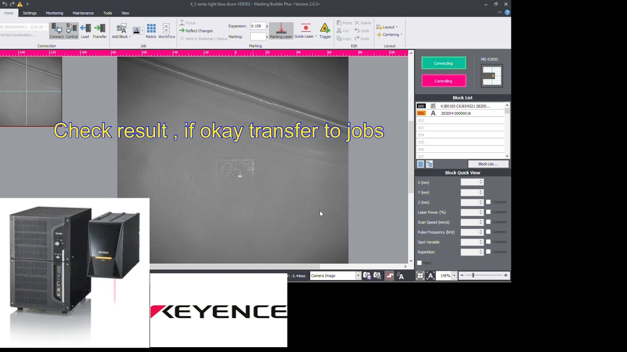 Keyence 3 Axis Hybrid Laser Marker MD-X2000A Target Marking