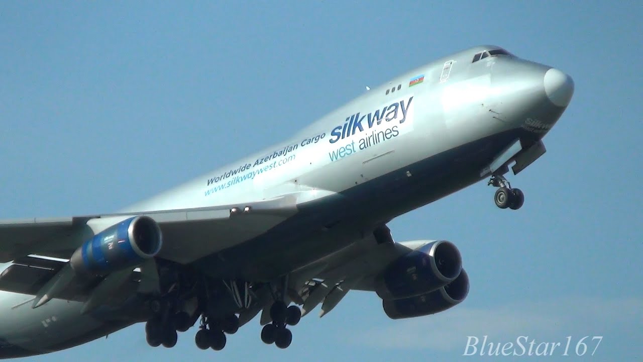 Silk Way West Airlines Boeing 747-400F (4K-BCH) takeoff from NRT