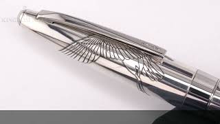 PILOT パイロット 万年筆 エリート シルバーン 鶴 極細字 - YouTube