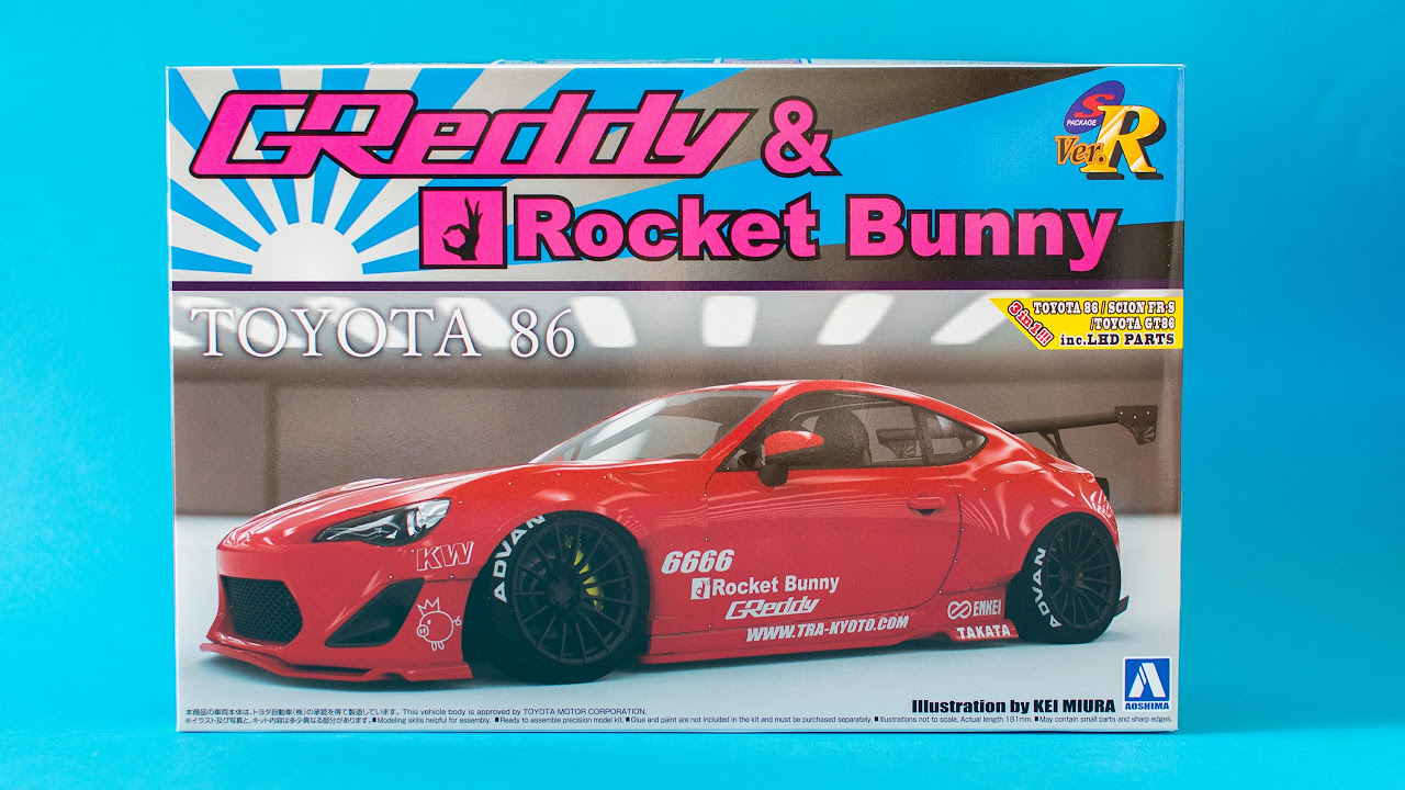 Aoshima 1/24 Rocket Bunny Toyota 86 GReddy Model Kit Unboxing And