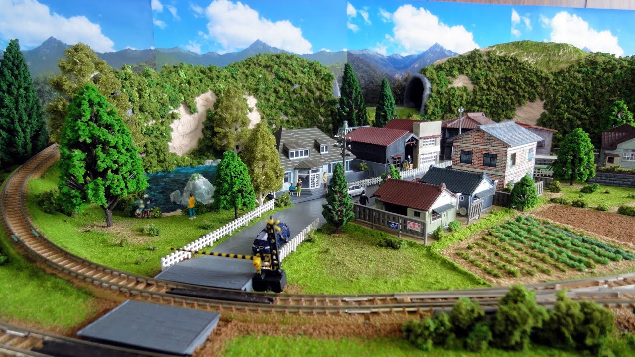 Nゲージミニジオラマ 田舎の駅前風景 ミニジオラマ 田舎の風景 - YouTube