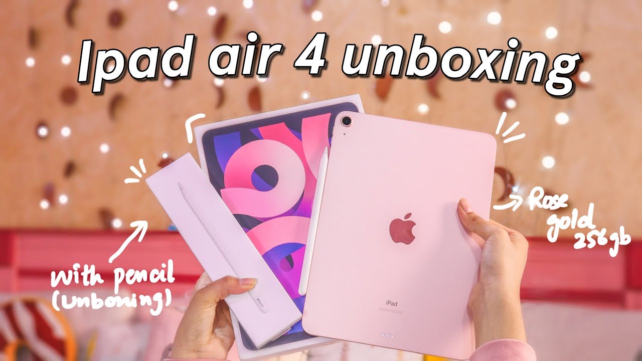 New iPad Air 4 unboxing 2021 with Apple Pencil | Rose gold (pink
