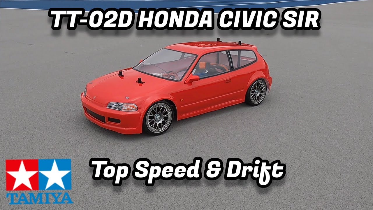 Tamiya TT-02D Honda Civic SiR Drift Spec Top Speed Test & Drift