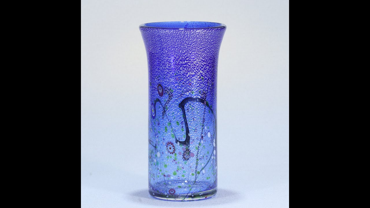 アルンシュタットクリスタル 切子花瓶 ドイツ製 コバルトブルー