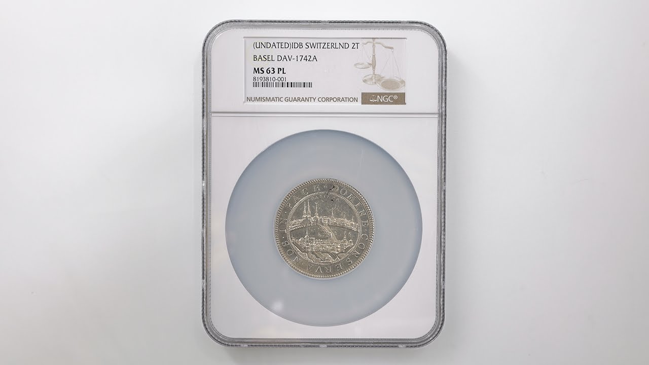 UNDATED スイス バーゼル 都市景観 2ターラー 銀貨 NGC MS 63 PL