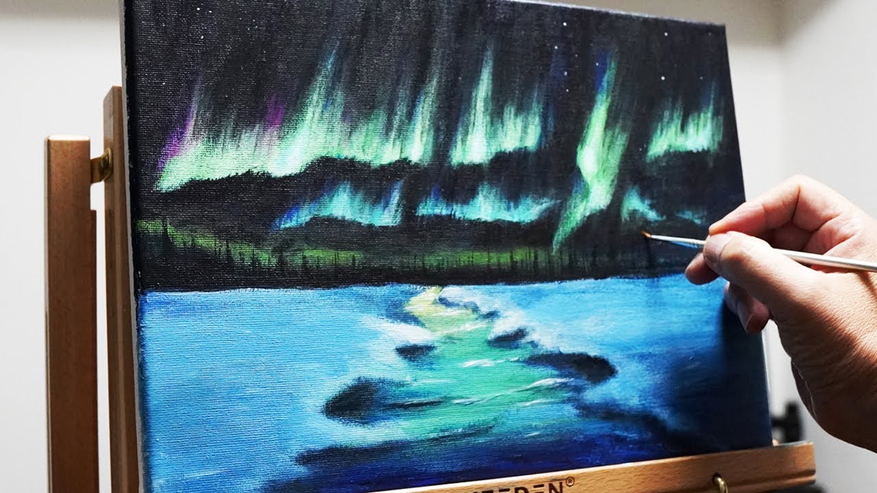 ♡*)様 【オーロラの夜】アクリル画 F3 風景画 絵画 ♡*)様 【オーロラ