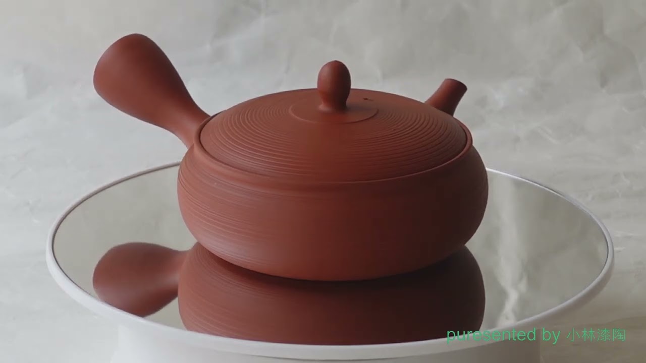 常滑焼の伝統工芸士が作った究極の極平型急須 千段 朱泥 200cc