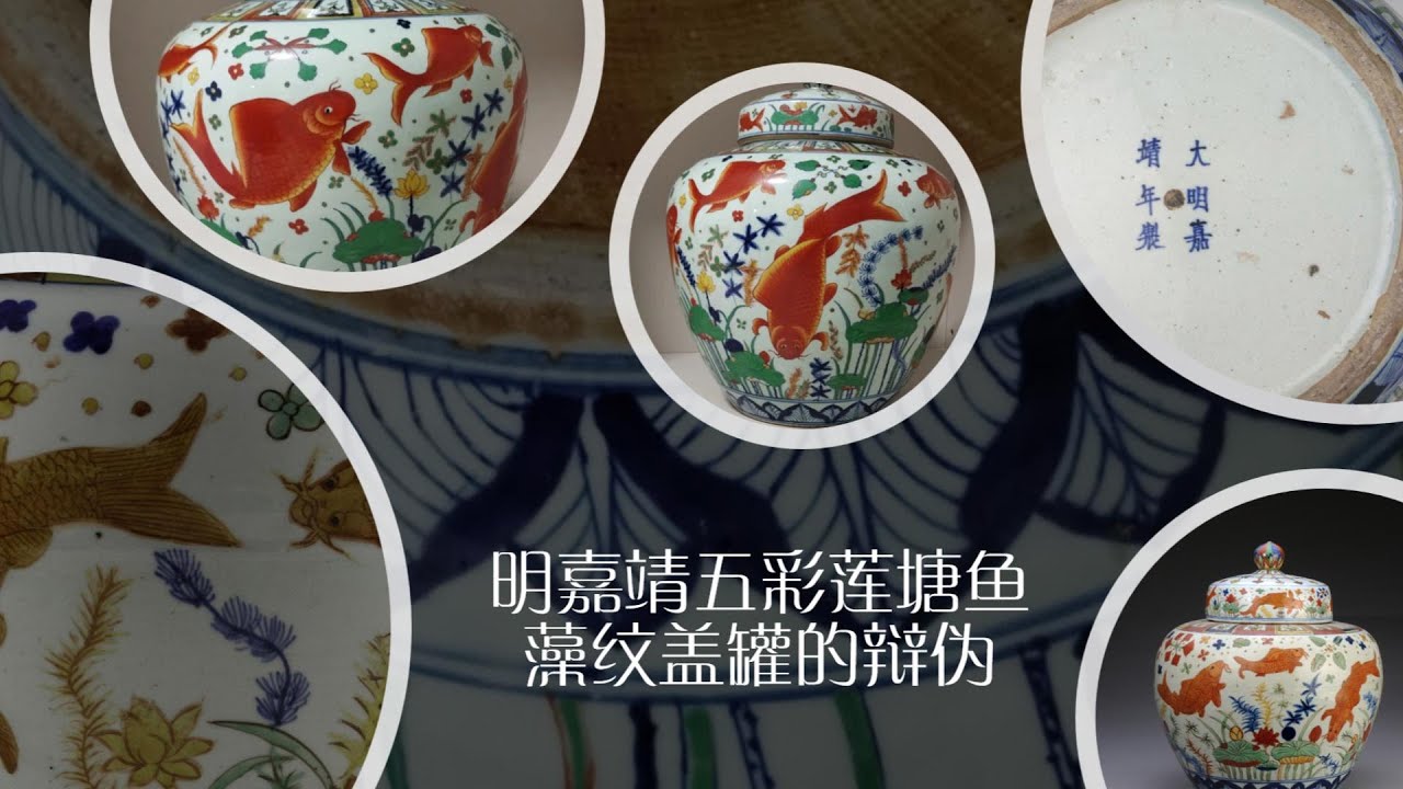 明嘉靖五彩莲塘鱼藻纹盖罐的辩伪- YouTube
