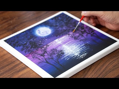 月夜に輝く海の世界】アクリル画 F6 風景画 絵画 動物画 海の絵 月夜に