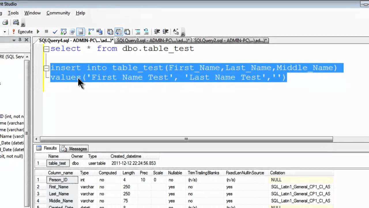 SQL Server Express 2008 R2 Tutorial 4 - Insert And Select Data