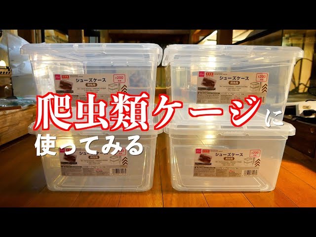 爬虫類 飼育棚 木製7段スネークラック ダイソーシューズケース28個付