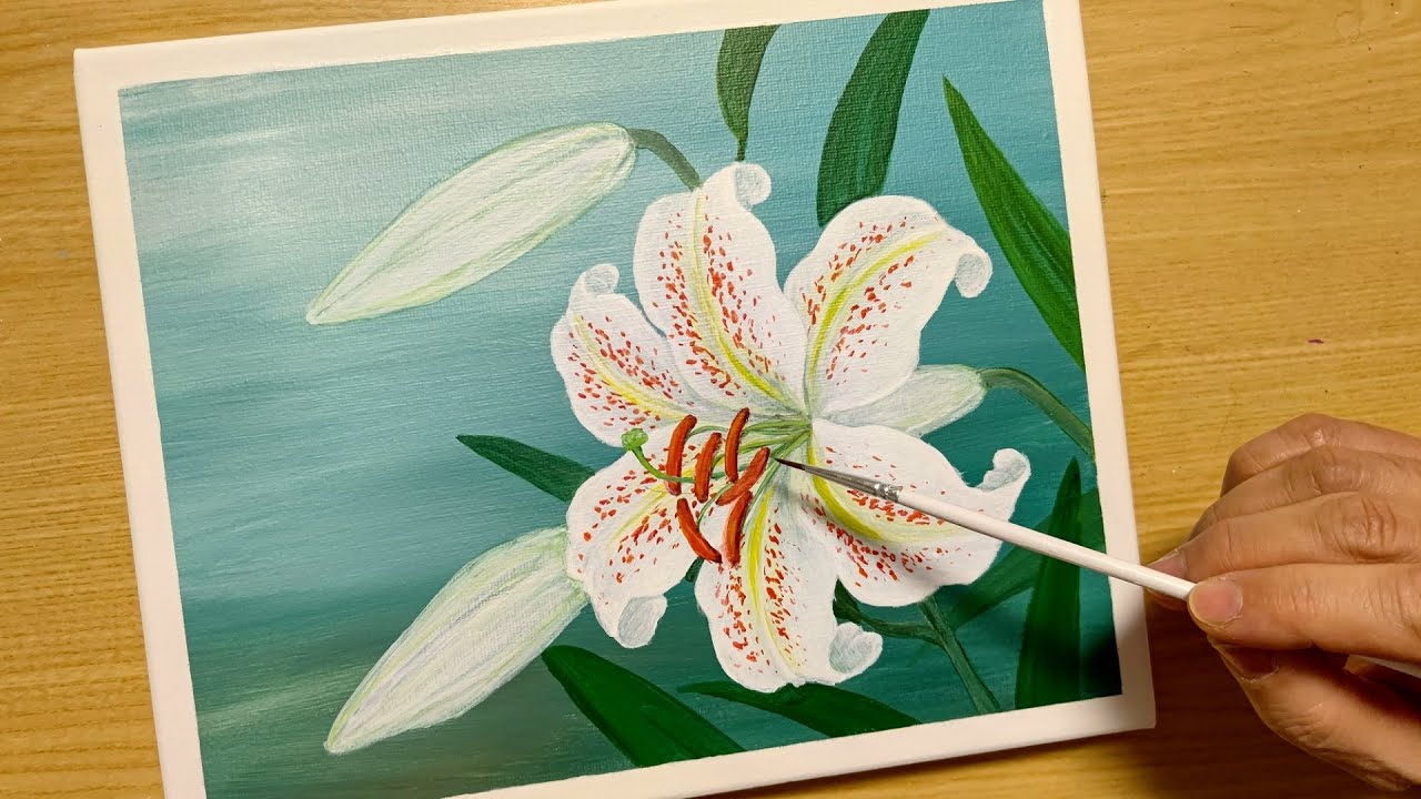 How to draw a lily with acrylic paint / A simple acrylic painting