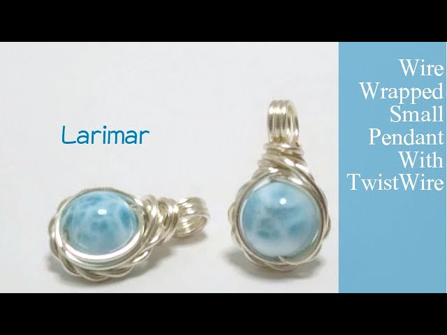 128ワイヤーラップ・プチペンダント・ラリマー＆ツイストワイヤー Wire