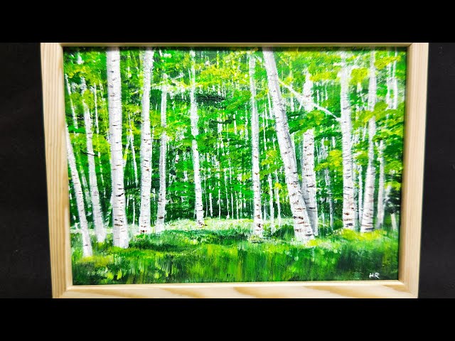なないも】油彩画「白樺林」P20 絵画 油絵 風景画 原画 白樺林 油絵