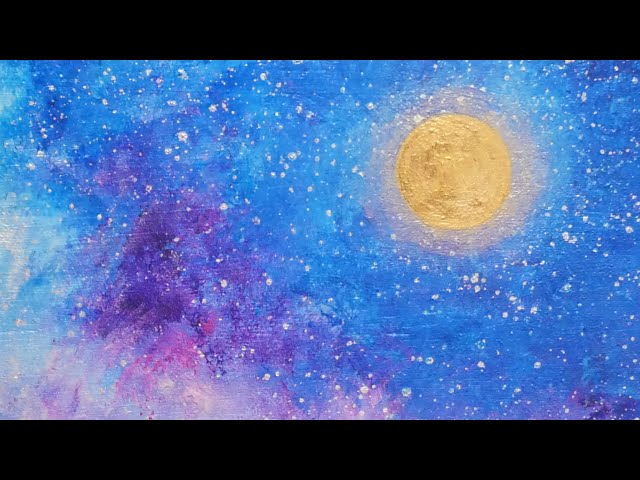 油絵】【星空の満月とススキ】#油絵 #手書き #アート #絵画 #絵 #油彩