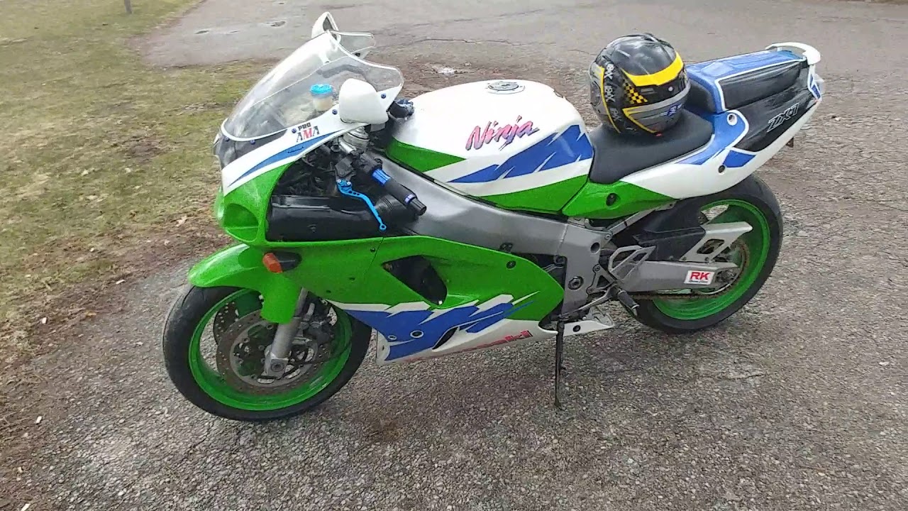 緑スピニング2本 1994 Kawasaki ZX7 L2, spring first day out - YouTube