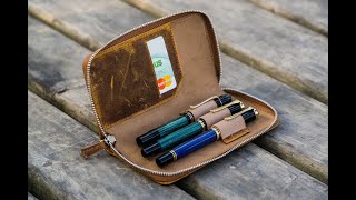 ガレンレザー クレイジーホースネイビーブルー 3本差し+カードスロット