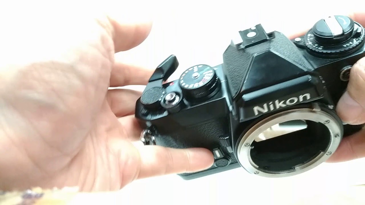 Nikon FE Black 35mm SLR Film Camera Body w/ Data Back MF-12 from