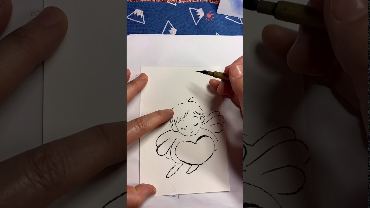 絵手紙智ちゃん 天使を描く❣️お誕生日カードにも最適天使ちゃんの