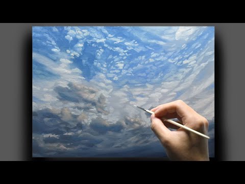 油絵空風景画『夕日と雲』絵画油彩F4号