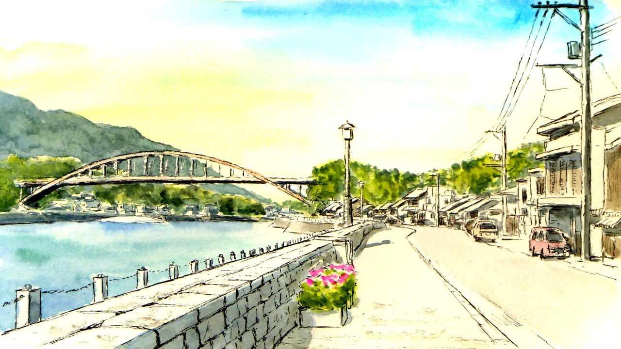 ビミョーに難しい構図 ／ 瀬戸内海・生口島 【透明水彩風景画】 Seto