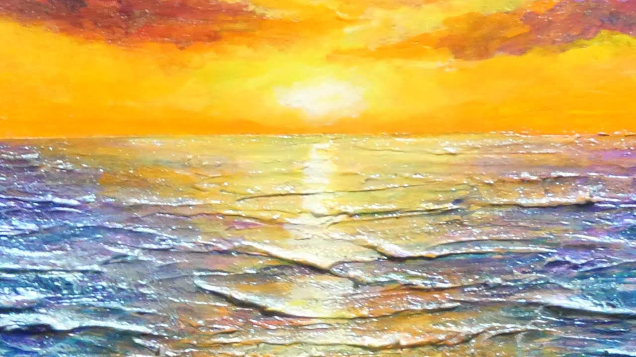 油絵】【水平線に沈む夕日】 #油絵 #手書き #アート #絵画 #絵 #油彩画