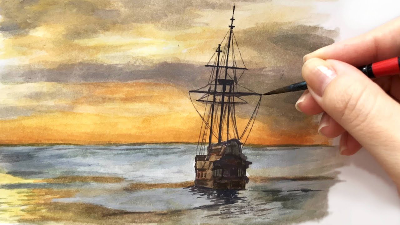 有明海の夕焼けを、描いた、P6号のアクリル画です。私の作品です。