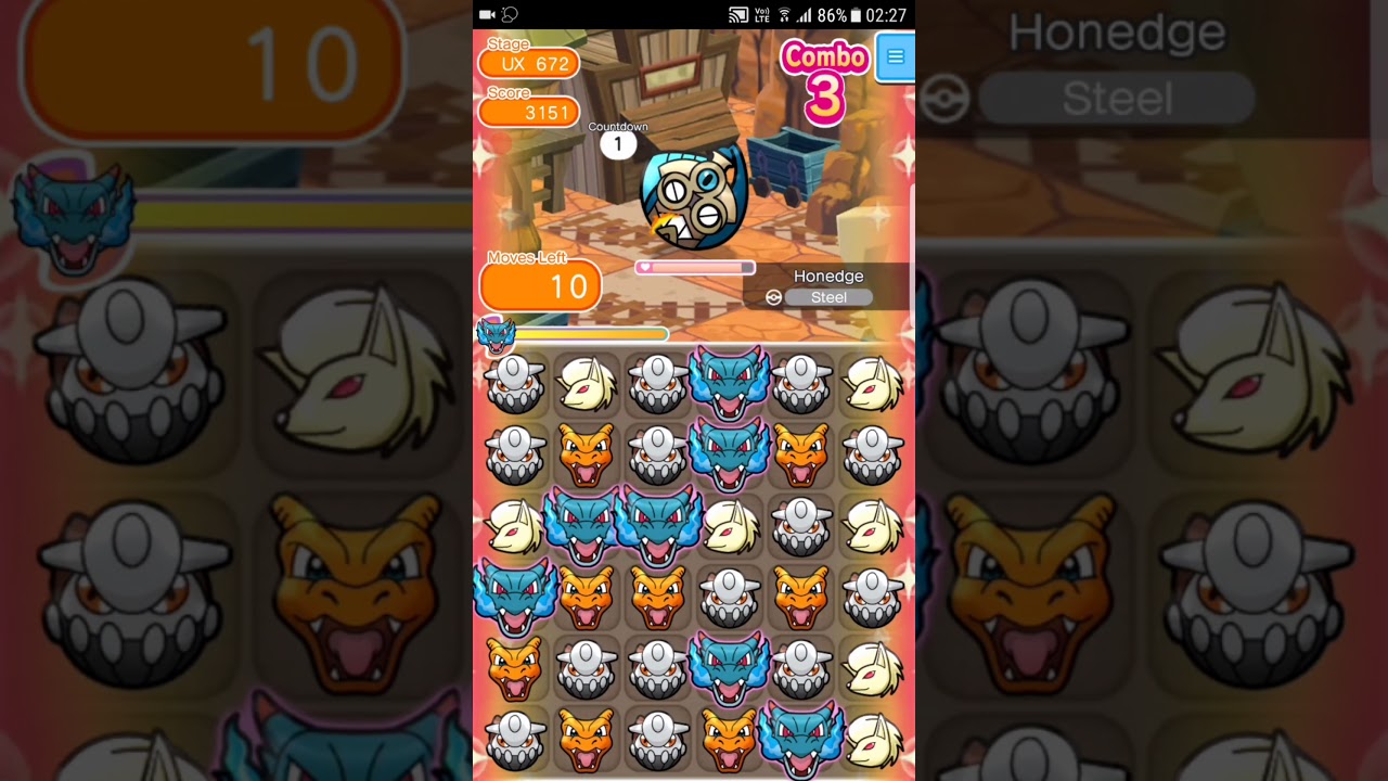 Pokemon Shuffle Mobile UX Stage 672 Honedge ITEMLESS『ポケとる