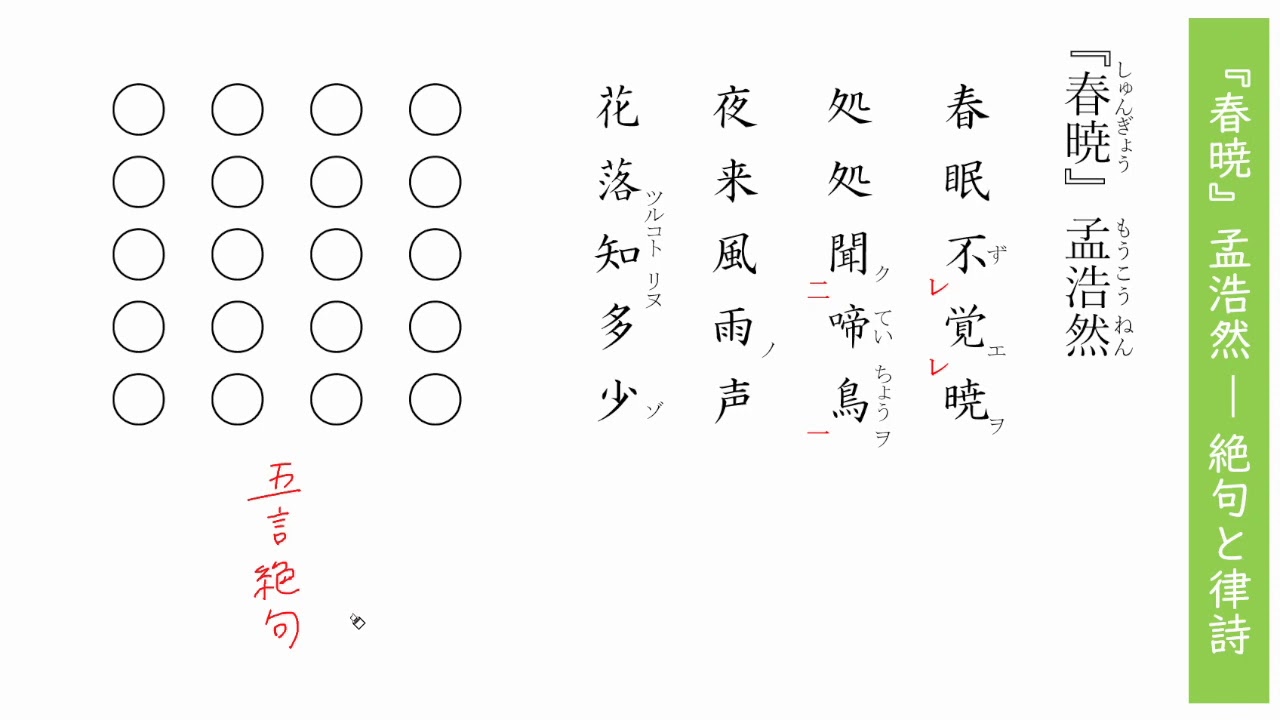 漢詩：『春暁』孟浩然 ― 絶句と律詩 - YouTube