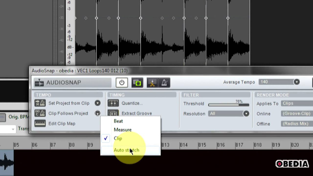 Sonar X1 - using AudioSnap - YouTube